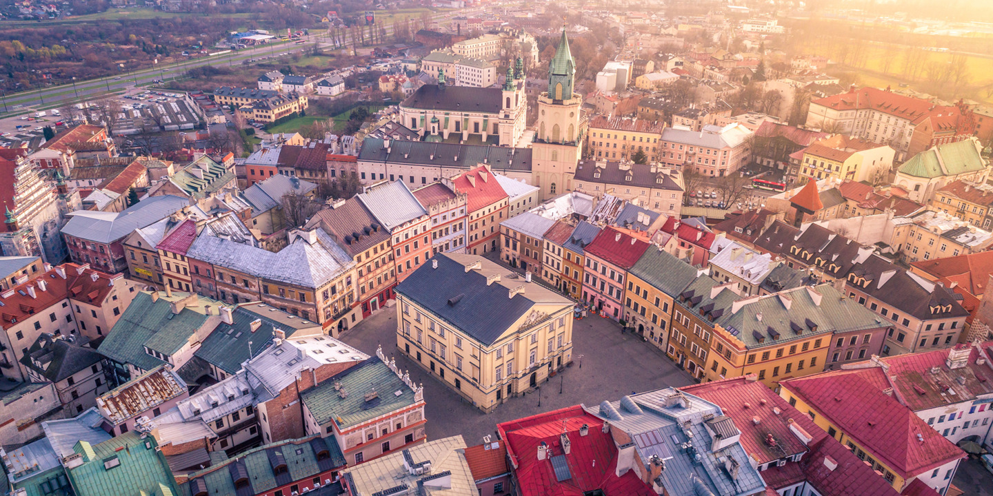 Widok z lotu ptaka na Lublin - elektroniczne bilety komunikacji miejskiej - mobilet.pl zamiast biletomatów