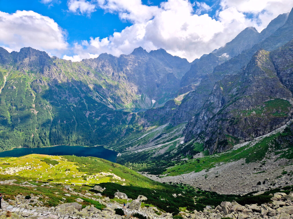 Widok na Morskie Oko i Rysy